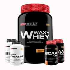 Kit Whey Protein Waxy Whey 900g + 2x BCAA 100g + 2x Creatina 100g - BB-Unissex