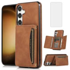 Asuwish Capa de telefone para Samsung Galaxy A15 5G/4G Capa carteira com protetor de tela de vidro temperado e suporte de cartão de crédito de couro PU com compartimento robusto flip, acessórios para