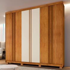 Guarda-Roupa Casal Singapura 6 Portas 4 Gavetas Ripado Cinamomo/Off White - Pnr Móveis