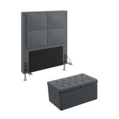 Kit Cabeceira Estofada Decorativa Maia 90 Para Cama de Solteiro e Calç