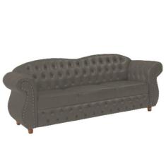 Sofá Chesterfield Merlo 3 lugares 2,30 - Veludo Cinza Camurça / Decora