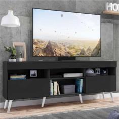 Rack Tv 65'' Com Pés Retrô E 2 Portas Paris Multimóveis