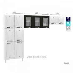 Cozinha Compacta 3 Peças 11 Portas Star New Telasul Branco/preto