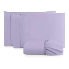 Jogo Lençol Queen 400 Fios 3 Peças 40cm Altura 100 algodao com elastic