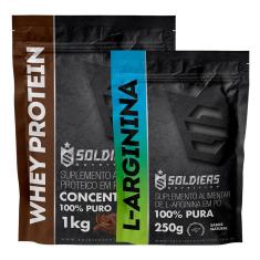 Kit: Whey Protein Concentrado 1Kg + Arginina 250g - 100% Importado - Soldiers Nutrition-Unissex