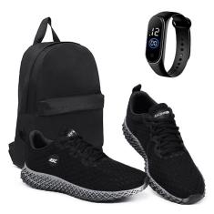 Kit Tênis Masculino Confortável Para Caminha Treino e Dia a Dia + Mochila Básica + Relógio-Masculino
