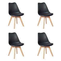 Conjunto 04 Cadeiras Eames Wood Leda Design Preta
