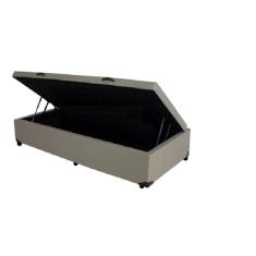 Cama Box Baú Solteiro Linhão Cinza Com Pistão A Gás