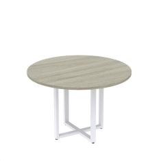 Mesa de Reunião Redonda 100cm MRR1100P25TUB Nogueira Casablanca/Branco