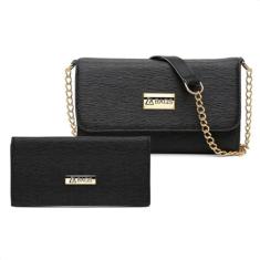 Kit Bolsa Cluth Transversal Alça Corrente Carteira Mão