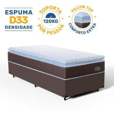 Cama Box com Colchão de Espuma D33 Pillow Top Comfort Luxo Solteiro 88cm