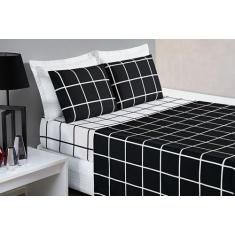 Jogo De Cama Com Lençol De Cima 200 Fios Austin Queen 04 Peças - Preto