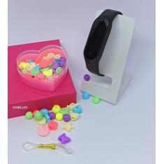 Relógio Infantil Digital para Menina Bracelete Silicone + Kit miçangas