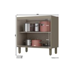 Balcão Cozinha P-cooktop Connect C-2 Portas S-tampo 80x52x81cm Duna-cristal - Henn