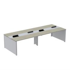 Mesa De Plataforma Dupla Para 4 Pessoas Corporativa 110x140-4p Nogueira Casblanca-cinza