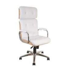 Cadeira De Escritório Presidente Wood Giratória Branco-carvalho