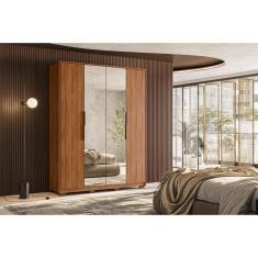 Guarda Roupa 4 Portas E 3 Gavetas C- 2 Espelhos E Pés Attore Nogueira Touch - Demóbile