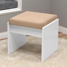 Banqueta Baixa Estofada Lara MDF 15 Mm 44 Cm Branco Mais De Casa