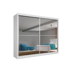 Guarda Roupa Casal 2 Portas De Correr E 4 Gavetas C/ Espelho Verona Plus Branco - Europa