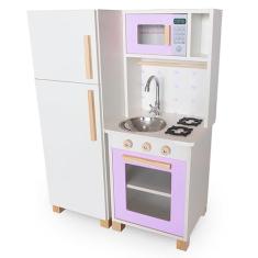 Kit Mini Cozinha Infantil com Geladeira - Lilas