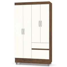 Guarda Roupa Solteiro Ideal Plus 4 Portas Imbuia Champanhe VR - Vila R