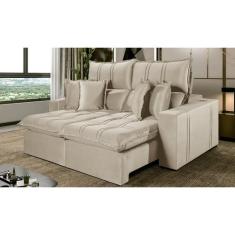 Sofá 3 Lugares Retrátil e Reclinável México Veludo com Molas Ensacadas