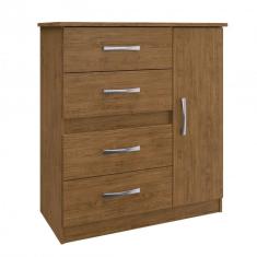 Cômoda 4 Gavetas 1 Porta Caribe 508 Espresso Móveis Nogueira