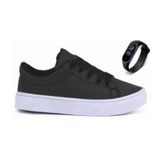 Tenis Infantil Casual Escolar Masculino Kaut Com Relogio Top, Preto, 2