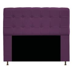 Cabeceira Estofada Mel 140cm Casal com Botonê Suede Roxo