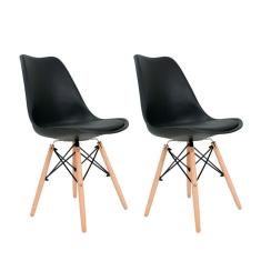 Conjunto com 2 Cadeiras Eames Saarinen Leda Preto