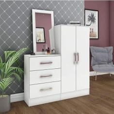Cômoda Sapateira com Espelho Happy Siena Móveis Branco