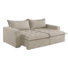 Sofá 5 Lugares Retrátil E Reclinável Linho M-184 Martins Creme