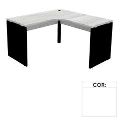 Mesa de Escritório em L Pé Painel PE25 em MDP 125 x 125 x 60 cm cm Branca com Base Branca