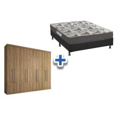 Cama Box Casal + Colchão D33 Ortobom + Guarda Roupa Master Vip 8.4 Atacama