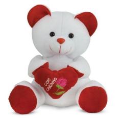 Urso de Pelúcia com Coração Vermelho 25 cm Antialérgico - CTX