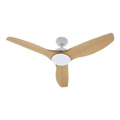 Ventilador De Teto Bivolt Branco E Madeira 132cm Led 3 Cores - ArteC, 