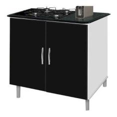 Balcao Para Cooktop De 4 Bocas Luanda Cor Preto Marmorizado - PASSE BE