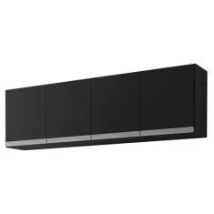 Armário Aéreo Cozinha Andréia 4 Portas 150 cm Preto Fosco 1878 AJL Móv