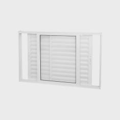 Janela Veneziana Abertura Dupla 3 Folha Vidro Liso 100x150cm Premium Esquadrias