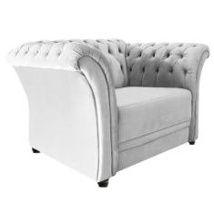 Poltrona Decorativa Chesterfield Sofia Suede Branco - Doce Sonho Móvei