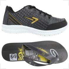 Kit GrandeKit Tenis Box 200 e Chinelo Masculino Tamanho Especial Do 45