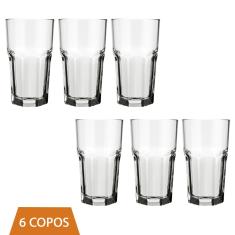 Conjunto 6 Copo Bristol Transparente 340ml Vidro Drinks