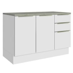 Balcão De Pia 120Cm 2PTS 3GVT Branco Veludo Lux Madesa