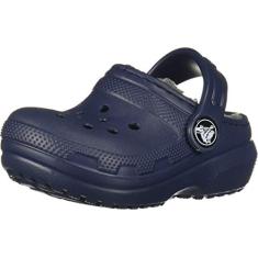 CROCS Classic Lined Clog K - Navy/Charcoal - C5, 203506-459-C5, Kids Unisex, Navy/Charcoal, C5