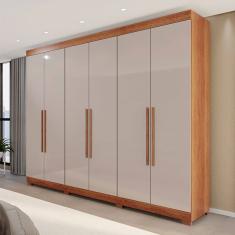Guarda-Roupa Casal Eldorado Premium 6 Portas 6 Gavetas com Pé 100% Mdf Cinamomo/Off White - Pnr Móveis