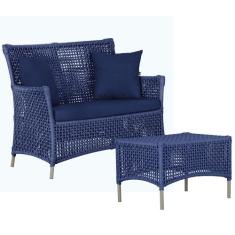 1 Sofá Área e Mesa Igapó Alumínio Pintura Fendi Corda Náutica Estofado