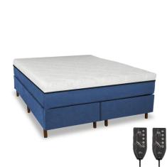 Cama Box e Colchão Magnético Massageador - Eco Premium - Eco New, Azul