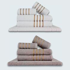 Jogo De Toalhas 10 P?s Cole??o Montreal 100% Algod?o Branco+cinza