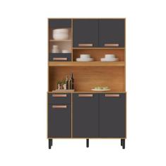 Kit Nápoles 6 Portas 1 Vidro 1 Gaveta Cinamomo/grafite