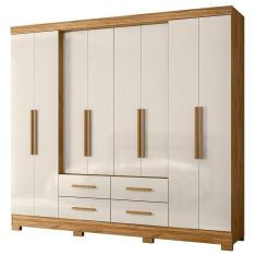 Guarda Roupa Casal San Lorenzo 8 Portas Freijó Off White - Moval